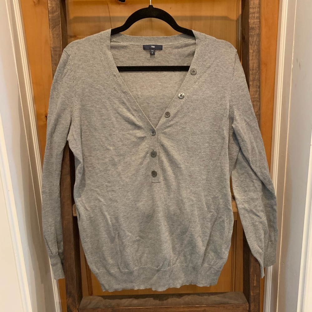 Gap Gray Button-Up Sweater